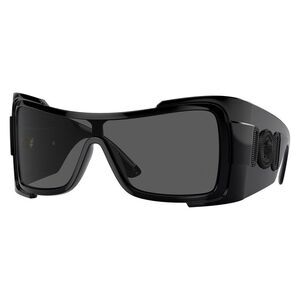 Versace Sunglasses Shield Full Rim, Shiny Black Frame and Dark Grey Lens